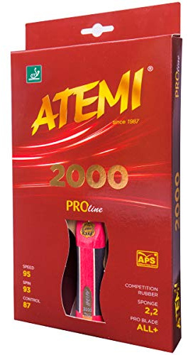 Atemi Pro Line 2000 leichter Tischtennisschläger | Überlegene Kontrolle und Leistung | Neue ITTF-zugelassene Gummi-Rezeptur 2020 | natürliche Materialien | ideal für alle Niveaus | Aktualisierte