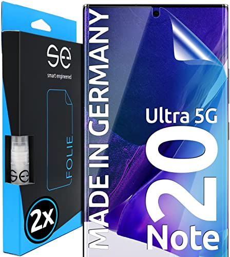 2x se® 3D SCHUTZFOLIE Transparent für Samsung Galaxy Note 20 Ultra 5G,Selbstheilend, 100% Fingerabdruck & FaceID kompatibel, einfache blasenfreie Installation, Ultra-Klar, Kratzfest, aus Deutschland