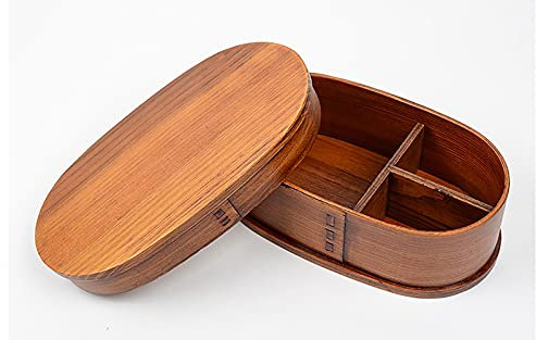 ASDNN Caja Bento De Madera De Estilo Japonés, Recipiente De Madera Natural, Portátil De Una Sola Capa Y Respetuoso con El Medio Ambiente, Cargado con Bocadillos De Frutas Secas