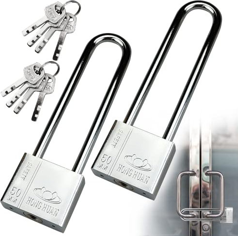 2 Pezzi 50mm Lucchetto Con Arco Extra Lungo, Lucchetto Armadietto Lungo Con 8 Chiave (Non Universali), Lucchetto Di Sicurezza, Maggiore Spazio Di Chiusura, Per Armadietto, Zaino, Finestre, Porte