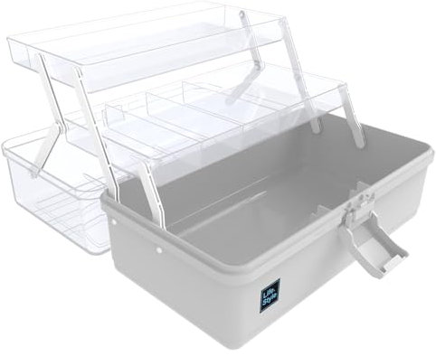 Calogy 33 cm Kunstbedarf-Aufbewahrung, 3-lagig, Kunststoff, Näh-Bastelbox mit Griff, Aufbewahrungsbox für Medikamente, Werkzeuge, Kosmetik, Stift