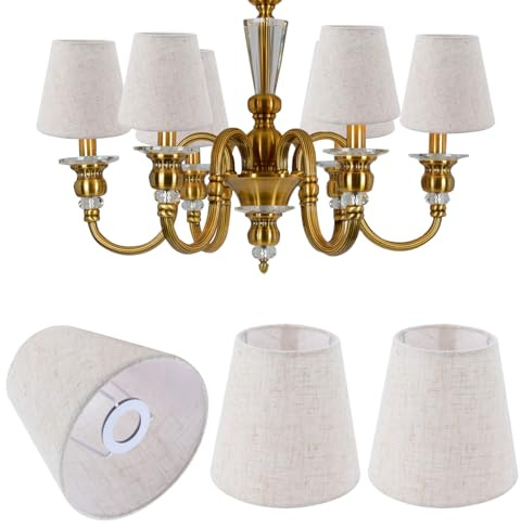 3 Stück Kronleuchter Lampenschirm 14 x 13 x 9 cm E14 Tischlampenschirme Leinen Stoff Lampenschirm Kleiner Wandleuchte Lampenschirm für Hotel KTV Decor (#3)