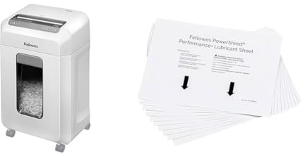 Fellowes Aktenvernichter 12Ms, 12 Blatt Minicut (P4), Papierschredder für Büro & Ölpapier für Aktenvernichter - 10 Ölblätter zur Pflege von Papierschreddern