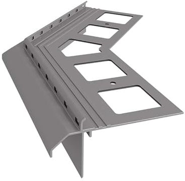 Renoplast® Aluminium Ecke 135° für Traufprofil K20R Grau | Fertigstellung von Terrassen und Balkonen | Harzböden | Wasser ablaufsysteme Winkelprofil | Korrosionsschutz Balkonprofile