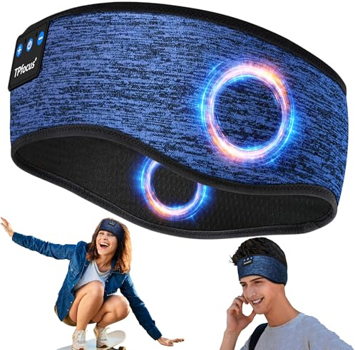 TPfocus Schlafkopfhörer Bluetooth 5.2 Stirnband kopfhörer Bluetooth Sleep Headphones Wiederaufladbar mit HD Stereo Lautsprecher für Laufen, Reisen und Entspannen (Blau)
