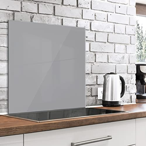murando Glass Splashback for Kitchen 60x60 cm / 24x24 Backsplash Cooker Protector Tempered Glass Decorative Wall Art Panel Heat Resistant Graphic Grey Gray f-A-10145-aq-a