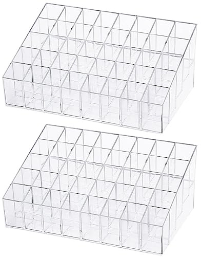 EXCEART Makeup Organizer Stand 2Pcs 40 Grids Lipsticks Holder Clear Acrylic Lipgloss Lipstick Organizer and Storage Display Case for Lip Gloss, Lipstick Tubes Makeup Organizer Shelf