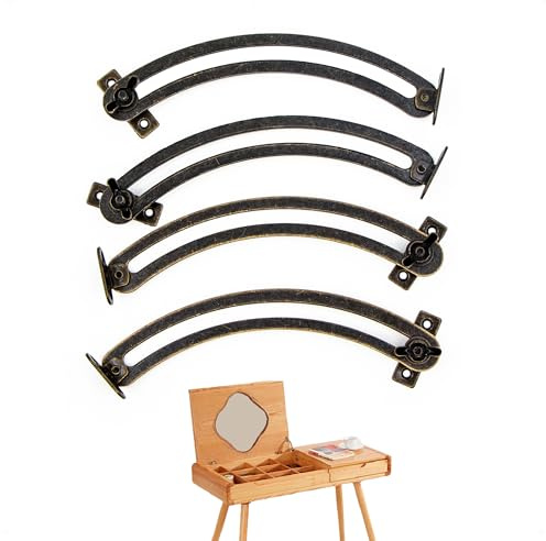Charnière Soutien Couvercle Porte-ascenseur Support - 4 Pièces Vintage Courbé et Réglable Charniere Porte Placard pour Meuble, Armoire, Boîte à Jouets, Tatami, Couvertures