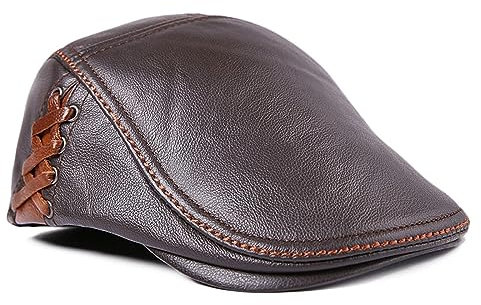 Leder Schiebermütze Damen/Herren Newsboy Cap Schildmütze Flatcap Sommer/Winter