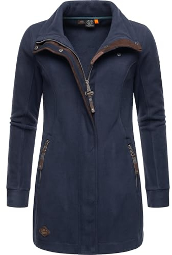 Ragwear Damen Leichter Fleece-Übergangsmantel lang windabweisend mit hohem Kragen Letrice Fleece XS-6XL