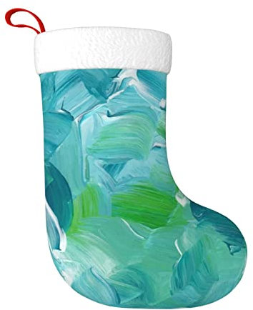 LAMAME Blaue Ölfarbe Textur gedruckt Weihnachtsstrumpf Weihnachten Hängende Tasche Für Weihnachten Urlaub Party Dekoration
