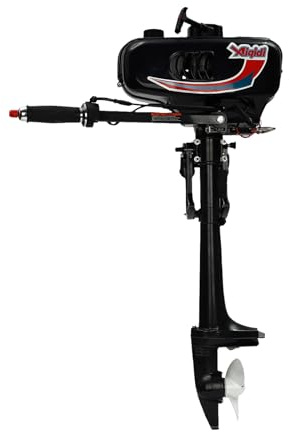 2 Stroke Outboard Motor 3.5HP 52CC Gas Powered Boat Motor 0-180° Control Manual Start Heavy Duty Gas Outboard Engine with CDI Water-Cooled System for Fishing, Outdoor Adventure, Water Rescue