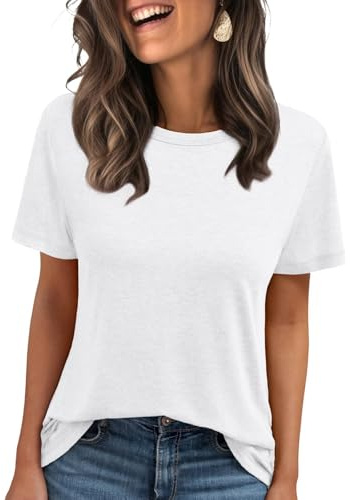 AirMood Maglietta estiva da donna, casual, con scollo rotondo