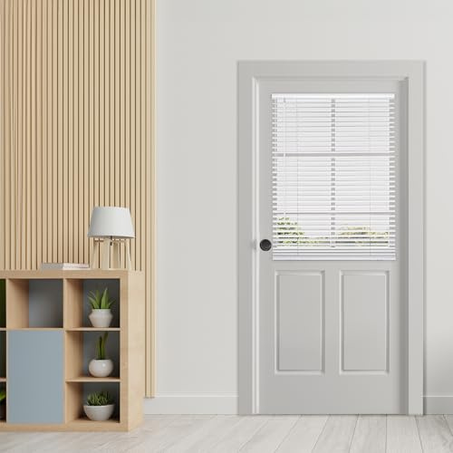 DEZ FURNISHINGS Cordless No Tools 1 Magnet Mini Blinds for Metal Doors, Room Darkening, 25 W x 42 H, White