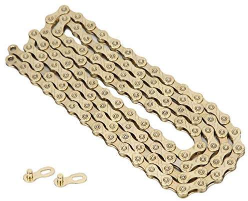 10-Gang-Fahrradkette, Stahl-Fahrradkette, Verstellbares Fahrradzubehör aus Stahl für das Falten auf der Bergstraße (GOLD)