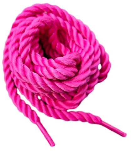 Fat-catz-copy-catz 1x Pair Unisex Fuchsia Neon Pink Chunky Cotton Thick Rope Cord Shoe, Sneaker, Trainer Fashion Laces - 150cm Length 7mm Width