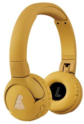 POGS Drahtloser Bluetooth Kinderkopfhörer | The Gecko 2 | Faltbarer robuster Kinderkopfhörer ab 3 Jahren | Lautstärkebegrenzung 70-85 dB | Mikrofon | On-Ear | Drahtlose Musik-Sharing-Funktion (rGelb)