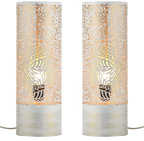 2er Set Skandinavische Tischlampe Verdure groß Weiß aus Metall 41 cm
