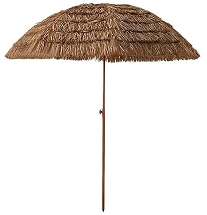 Sonnenschirm für Balkon mit Halterung Balkonschirm Neigbar und Höhenverstellbar Balkon Strand Strohschirm Geeignet für Garten und Strand(Color:Natural E,Size:240CM)