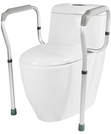 Toilette Aufstehhilfe WC Aufstehhilfe,CEIEVER Aufstehhilfe Toilette Höhenverstellbar Toilettensitzerhöhung Sicherheitsrahmen max 136kg Rutschfest WC Stützhilfe mit Armlehnen belastbar für Senioren