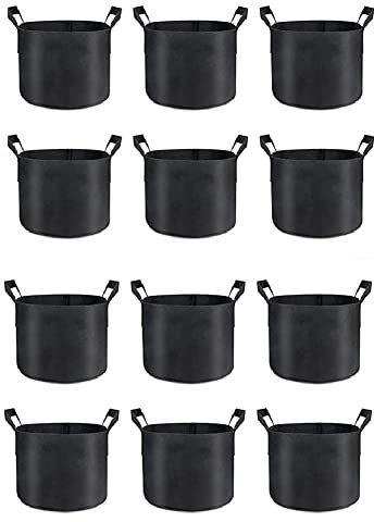 PPcdfre Lot de 12 sacs de culture de 15 litres, sacs de fleurs en tissu épais pour légumes, poignées robustes et coutures renforcées