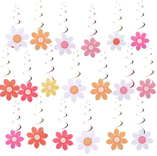 36 Stück Gänseblümchen Blumen Deko, Partyzubehör zum Aufhängen Wanddekoration Blumenzubehör für Geburtstag Hochzeit Frühling Sommer Party Boho Hippie Groovy Retro-Mottoparty