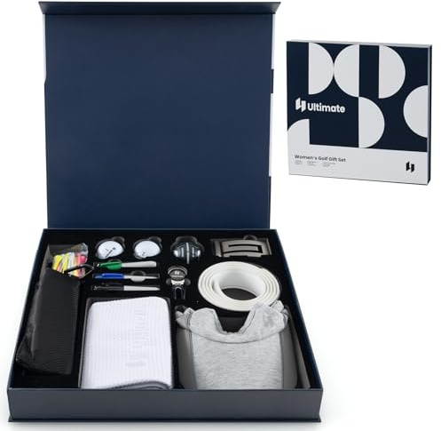 COSTWAY Komplettes Golf Geschenkset, Golf-Zubehör Set mit 3 Golfbällen, Tees, Handtuch, Gürtel, Golfmütze, Pitchgabel, Ballmarker & Stofftasche, Golf Zubehör Kits Golfgeschenk in Geschenkbox (Damen)