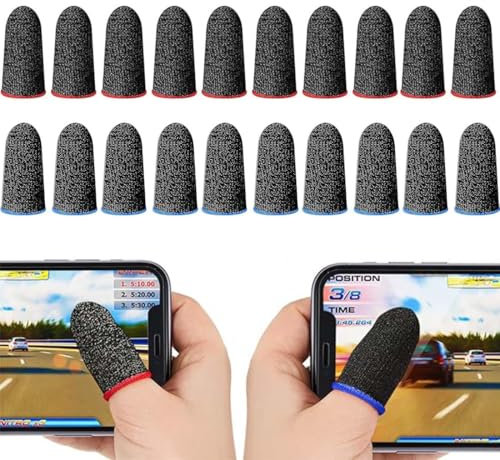 SULIUDAJI 20 pièces Gaming Finger Sleeves - pour Le Jeu Mobile - PUBG Mobile Gaming Finger Sleeve - Gants pour Les Doigts - Téléphone Portable Pouce Trigger Touchscreen