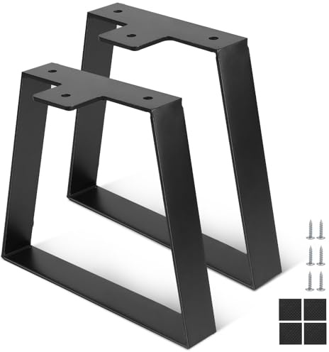 DBREAKS Lot de 2 Pieds trapézoïdaux de 20 cm, Pied de Table trapézoïdal Noir, Pieds de Meuble en métal, Cadre de Table avec vis, Accessoires de Meuble pour Table Basse DIY, Table de Chevet, Banc