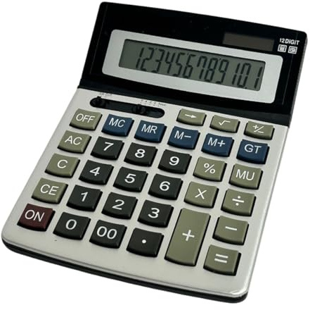 Tischrechner für das Büro, großer Schreibtischrechner, Bürorechner, 12 Stellen, professioneller Taschenrechner mit großen Tasten und großem Display, elektronischer Taschenrechner mit Solarenergie und