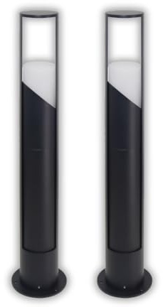 LUXULA 2 Stück Wegeleuchte GU10 60cm, IP44, Pollerleuchte | Bodenplatte und Erdspieß, Aluminium, LED Außenleuchte, Pollerleuchte, Stehleuchte für Garten, Terrasse und Wege