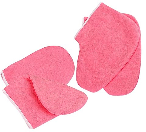 WRITWAA Guanti e Copripiedi Set di Accessori per Terapia alla Paraffina in Cotone Rosso per Massimizzare L'assorbimento di Umidità e Mantenere la Cera Calda per Uso Professionale