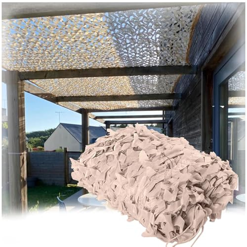 Filet de Camouflage Beige, 3x6m Toile Ombrage Exterieur Sable, Auvent De Terrasse, Filet de Camouflage pour pergola, Protection Solaire, Jardin Décoration
