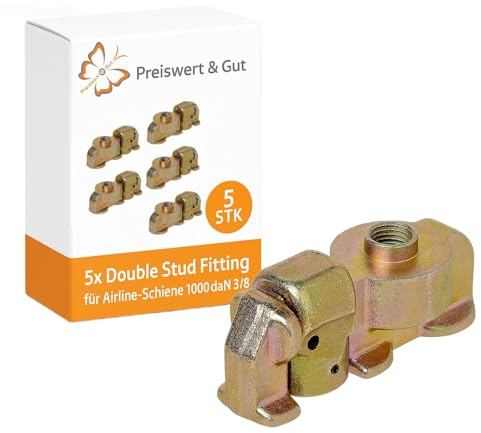 5 STK Schraubfitting Airline-Schiene Stahl 3-8 Zoll SWL 1000 daN 152 g | Endbeschlag Innen für Zurrschiene und Airlineschiene, BS 2000 daN, als Zurröse für Transporter und LKW