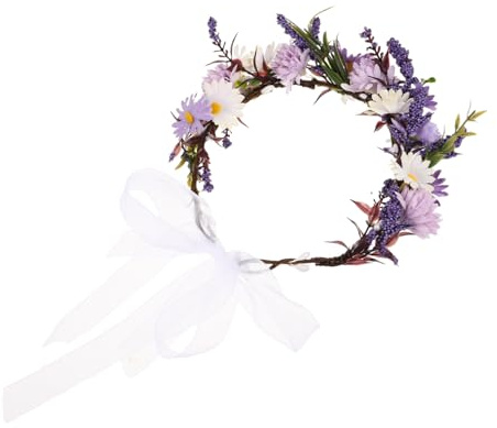 Mikinona Konstgjord Girlang Bröllop Brudhuvudbonad Blomhuvudband Brudblomskrona Simulerad Bröllopsblomma Bröllopshår Vinranka Prästkrage Huvudband Blomstergirlang Huvudband