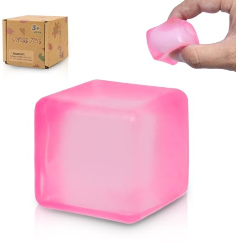 Graphinza Squeeze Toys Squishy Cubes Cube Fidget Toy，Squishy Cubes Squeeze Toys，Sensory Fidget Toys Stress Cube Anxiety Relief for Kids and Adults Small Blue&Small Pink (Pink)