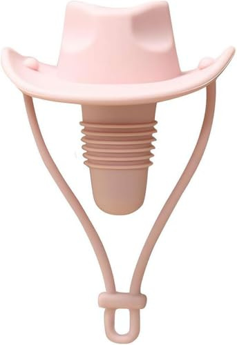 Silicone Wine Stopper, Cowboy Shaped, Reusable Leak Proof Bottle Cap Sealer (Pink)