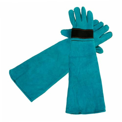 TOBBOMEY Bissfeste Handschuhe aus Kunstleder für Hunde und Katzen Lange Schutzhandschuhe Vielseitig für Fütterung Schweißen und Bauarbeiten Ergonomisch und Flexibel Blaue