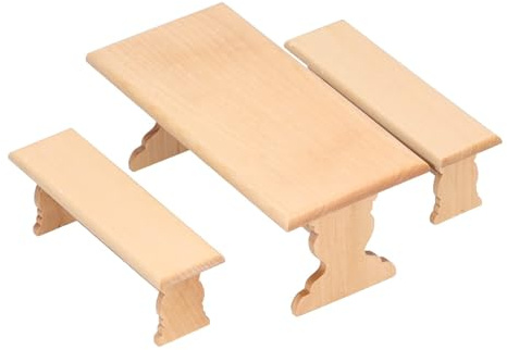 Ensemble de meubles en bois naturel pour maison de poupée 1/12 de long, ensemble de table et de chaise, figurine miniature pour salle de jeux d'enfants, maison de poupée, meubles de salle à manger
