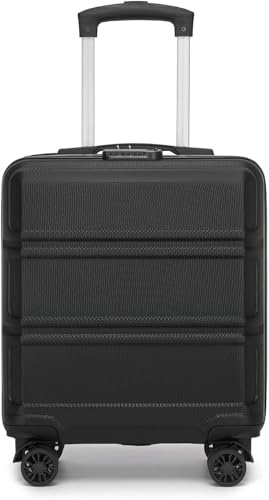 KONO Koffer Klein 16 Zoll Leicht ABS+PC Hartschalenkoffer mit Zahlenschloss Reisekoffer mit 4 Rollen Handgepäck für Ryanair und easyJet 45x35x20cm, Schwarz