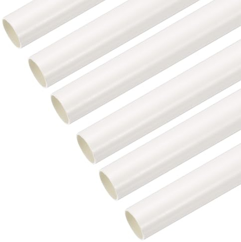 QUARKZMAN Pack De 6 Gaine PVC 1m/39 Longueur Conduit Câble Blanc | 20mm Diamètre Extérieur, Tube Droit Pour Installation Câblage Électrique