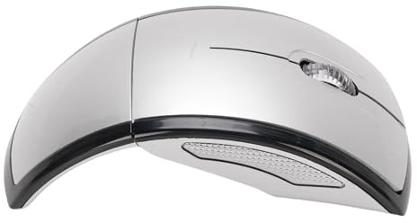 ASHATA Faltbare Kabellose Maus, Tragbare 2,4-GHz-Arc-Reisemaus, Ergonomische Computermaus, Magnetischer Ausschaltschalter mit USB-Empfänger für Laptop-PC (Silver)