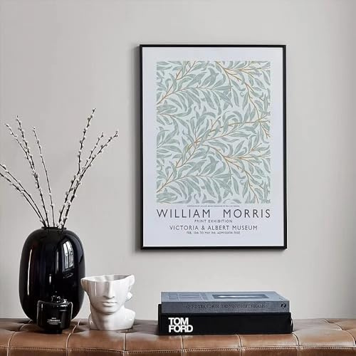 GOSRD Affiche nordique William Morris, reproduction abstraite de plantes sur toile, tableau de souci et pied-d'alouette, décoration murale pour chambre ou maison (30 x 45 cm)