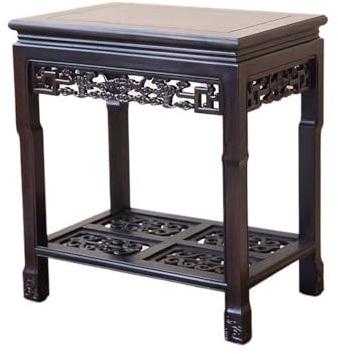 WUHGI Bonsai Stand, Rectangles Bilayer Antique Flower Rack, Indoor Household Floor Redwood Plant Base,Display Stand
