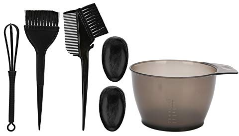 Yinhing Pennello per Colorare i Capelli Ciotola per Miscelazione per Salone di Tinta con Anello di Fissaggio per Strumento per lo Styling della Tintura dei Capelli Materiale (BLACK)