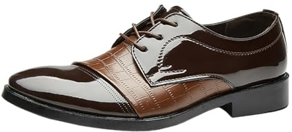Texturerade Präglade Herrskor For Formella Klänningar, For Bröllop Affärsevenemang Och Speciella Tillfällen, Andningsbara Oxfordskor Med Snörning Och Halkfri Sula(Brown,40 EU)