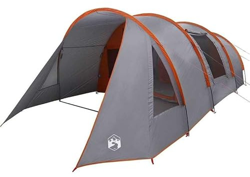 Tente tunnel avec cadre de tonnelle, grise et orange, grande tente 778 x 356 x 210 cm, avec revêtement en polyester 185T PU, idéale pour le camping, les festivals et les fêtes dans le jardin