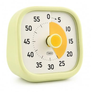 Chovbe Visual Timer 60 Minute Countdown Kitchen Timer | Silent Mode & Audible Alarm, Analog Time Management Timer for Cooking, Study, Office, Meetings & Productivity (Avocado Green)