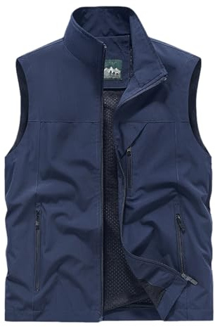 Generico Gilet da Lavoro Uomo Estivo Traspirante Sportivo Giubbino Leggero Smanicato Gilet Multitasche Senza Maniche Cargo Giacca Casual Asciugatura Rapida Outdoor Giubbino
