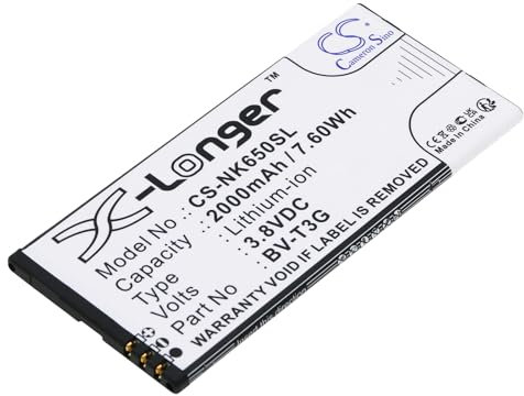 CS-NK650SL Akku 2000mAh Kompatibel mit [Microsoft] Lumia 650, RM-1154, für [Nokia] Lumia 650, RM-1154 Ersetzt BV-T3G